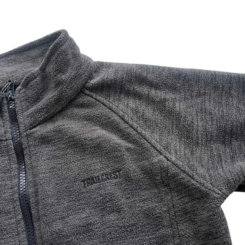 Trail Crest Kid M Charcoal Heather Gray Fleece Full Zip Outdoor Adventure Jacket